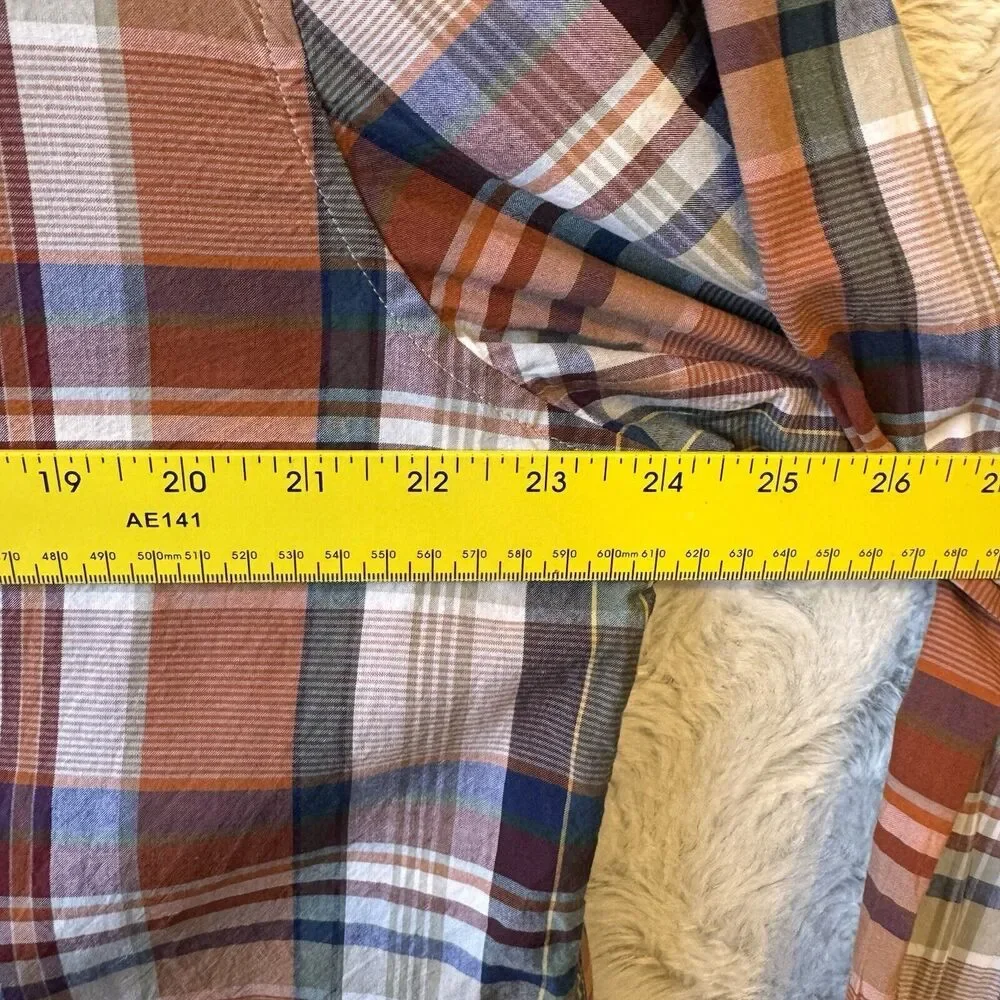 Banana Republic Shirt XL Button-Down 100% Cotton Slim‎ Fit Plaid Red Blue